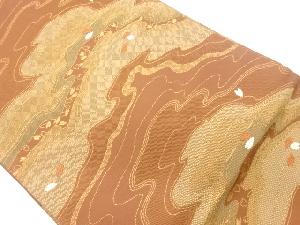 絞り桜に抽象模様織出し名古屋帯